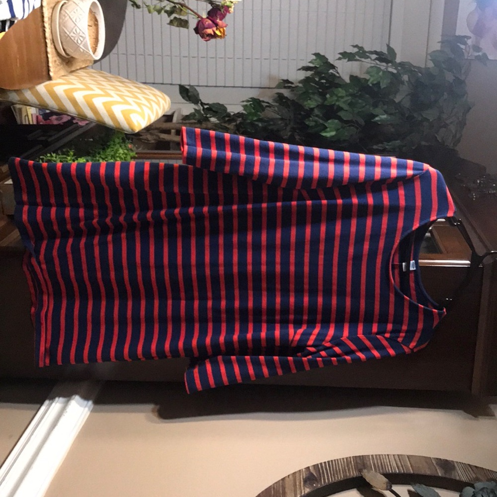 Red and navy blue dress